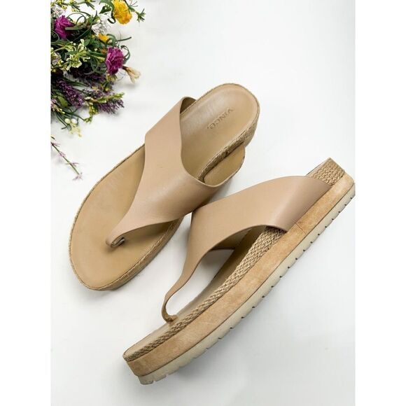 Vince Women's Fatima Leather Platform Flip Flop Thong Sandal Size 11 Cappuccino - Picture 1 of 3